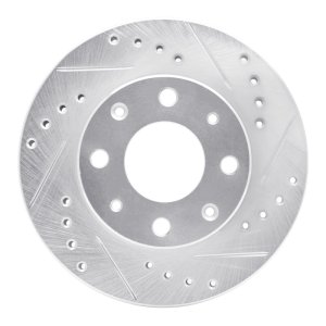 Honda Insight Brake Rotor (1) - Front Right - R1 Concepts - Drilled & Slotted - Silver - `84-`06